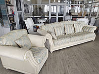 Диван прямой мягкий с креслом в гостиную в классическом стиле, Комплект мягкой мебели б/у