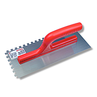 Гладилка зубчаста штукатурна 30 см, зуб 8 мм Notched Trowel, нержавіюча сталь, червона (217)