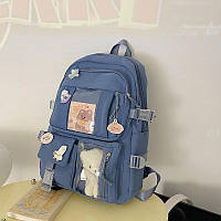 Дитячий нейлоновий шкільний рюкзак синій