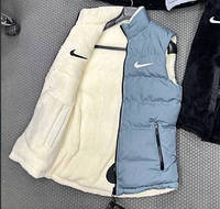 "М XL XXL" Nike жилет двухсторонний голубой с белым мужской Найк безрукавка модная молодежная жилетка