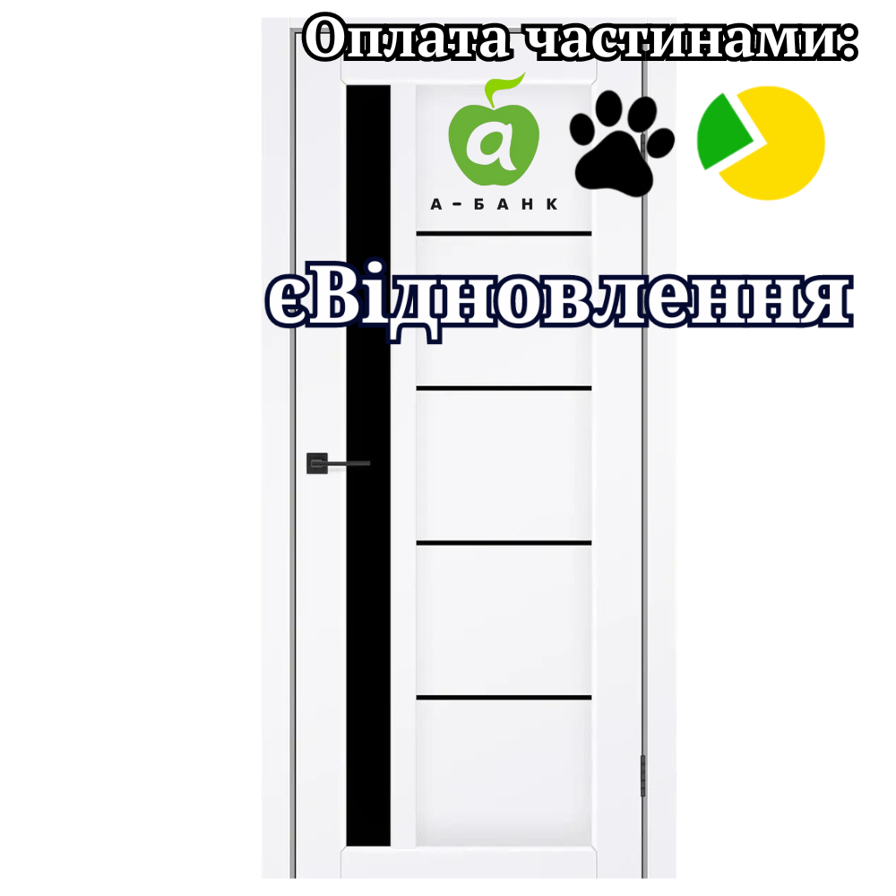 Дверний блок Grand Білий мат PP зі склом Чорний