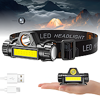 Налобный фонарь BL-8101 COB+XPE, с магнитом и USB / Мощный аккумуляторный фонарик на голову