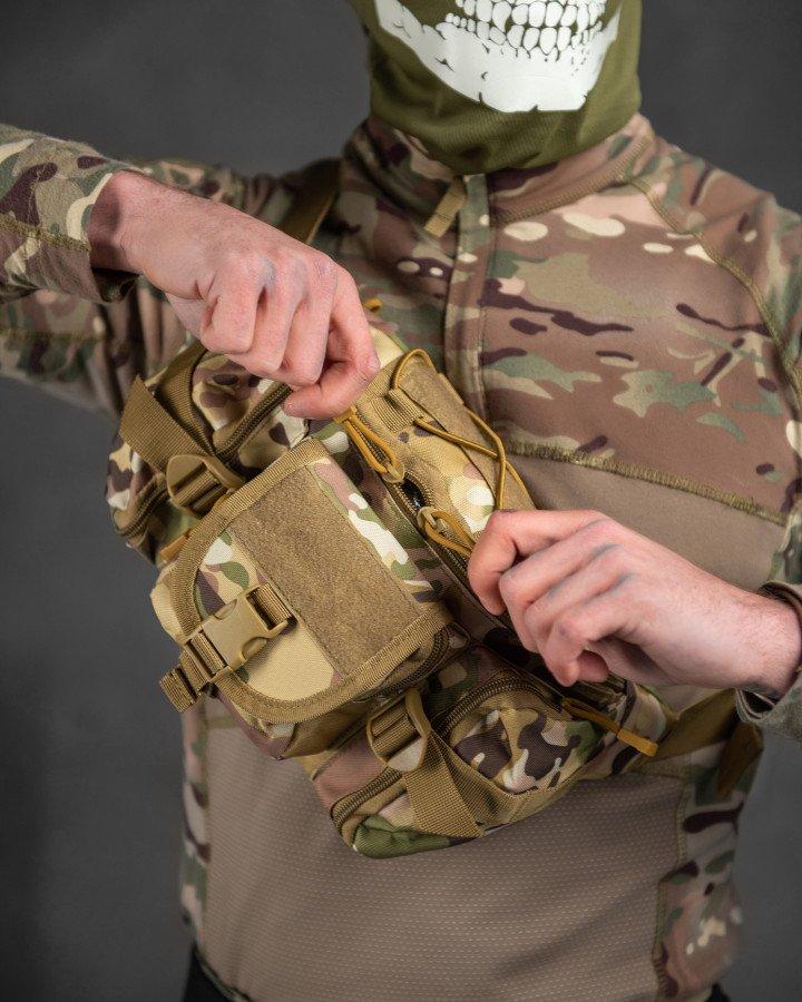 Поясная однолямочная сумка Waist Kombat, тактическая сумка из Tac-Poly 700D, военная сумка 35 х 17 х 14 см Мультикам - фото 7 - id-p2091265819