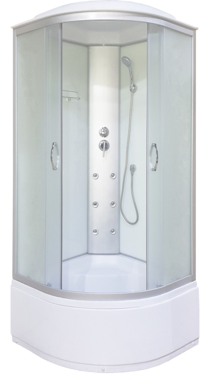 Душовий бокс KO&PO 470 (90) Matt J, 90х90х215, високий піддон, 6 форсунок, матове скло 4 мм, білі задні стінки, фото 1