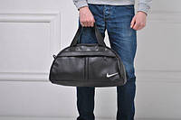 Темная дорожная сумка из экокожи со съемным плечевым ремнем, стильный аксессуар с вместительными отделениями