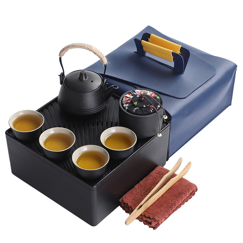 Керамічний дорожній чайний сервіз, набір для чайної церемонії на 4 персони