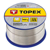 Оригінал! Припой для пайки Topex оловянный 60%Sn, проволока 1.5 мм,100 г (44E524) | T2TV.com.ua