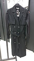 Платье - пиджак женское черное двубортное с объемными рукавами