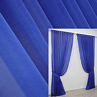 Готовий (2шт.2,9х2,9м.) комплект декоративних штор з шифону. Колір синій. Код 006дк 10-823