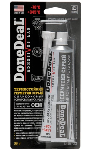 Герметик силіконовий високот. +345С DoneDeal сірий 85г (DD6733)