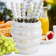 Керамічна чаша набір для фондю зі столовими приладами (WAN)