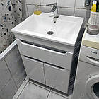Тумба ЮВВІС для ванної кімнати 55 см біла підлогова ЕЛЬБА з умивальником ТРІО, фото 3