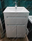 Тумба ЮВВІС для ванної кімнати 55 см біла підлогова ЕЛЬБА з умивальником ТРІО, фото 4
