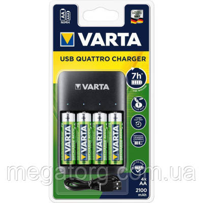 Зарядний пристрій для акумуляторів Varta Value USB Quattro Charger + 4 шт. AA 2100 mAh (57652101451)