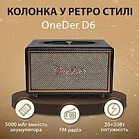 Портативна колонка Bluetooth OneDer D6 потужна з Bluetooth TF/USB/AUX 40 Вт Чорний