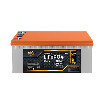 Акумулятор LP LiFePO4 25,6V - 160 Ah (4096Wh) (BMS 150A/75А) пластик LCD для ДБЖ