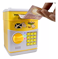 Интерактивный детский сейф, игрушечная копилка с кодом и автоматическим приемником купюр Cartoon cow tru