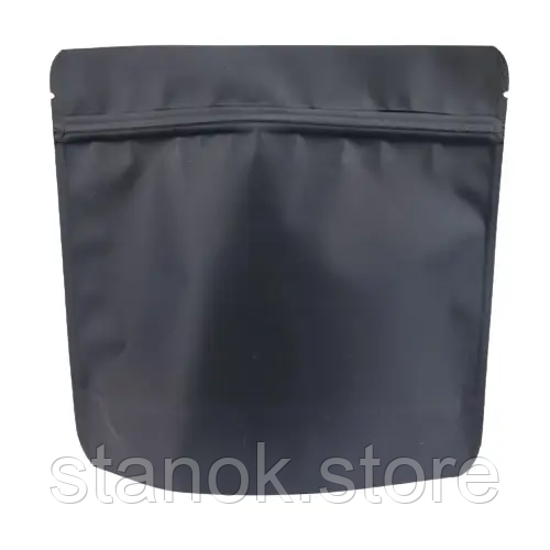 Дой-пак 200х190 чорний soft touch (250г) + zip-замок дно