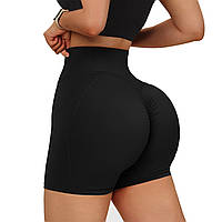 Женские спортивные шорты для фитнеса, йоги, с высокой талией (черный)