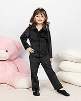 Пижама детская домашняя велюровая рубашка со штанами Черний
