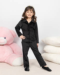 Піжама дитяча домашня велюрова сорочка зі штанами Чорний