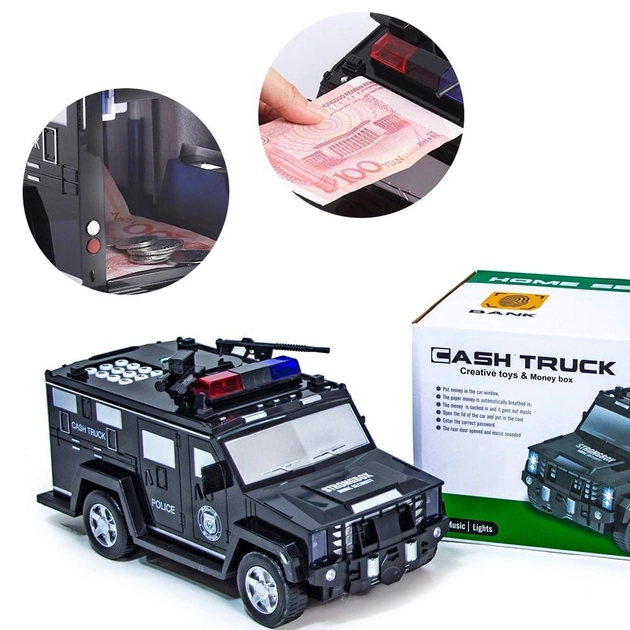 Детский электронный сейф копилка с отпечатком пальца и кодом, игрушка грузовик со звуковыми эффектами tru - фото 1 - id-p2091313404