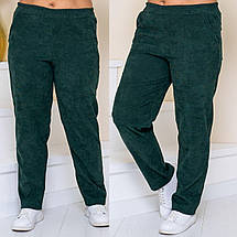 Зручні жіночі штани із мікровельвету висока посадка є дві кишені великі розміри, фото 2