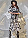 Жіноча квіткова сукня міді великого розміру з поясом, фото 3