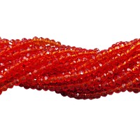 Намистини скло Finding Рондель граненка Прозорий світлий червоний 2 мм В'язка 160 шт