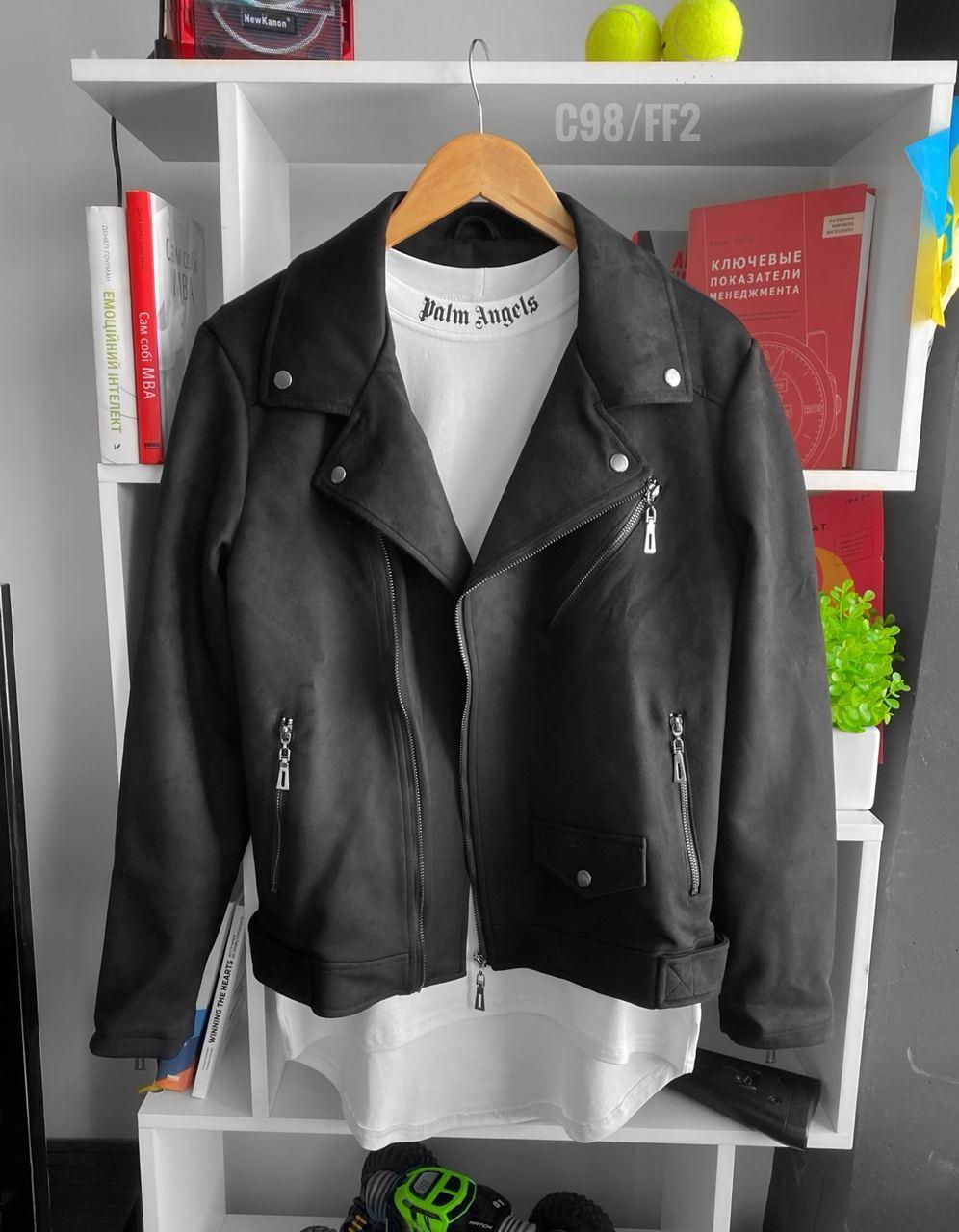 Куртка чоловіча весна-осінь чорна замшева однотонна Mr.Jones, фото 1