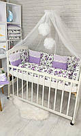 Розкішний комплект постільної білизни "Мереживо" в дитяче ліжечко. Фіолетовий