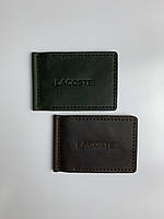 Зеленый денежный зажим для купюр Lacoste из натуральной кожи с отделениями по кредитные карты tru