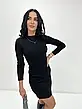 Сукня в рубчик в обтяжку міні чорна з довгим рукавом, фото 8