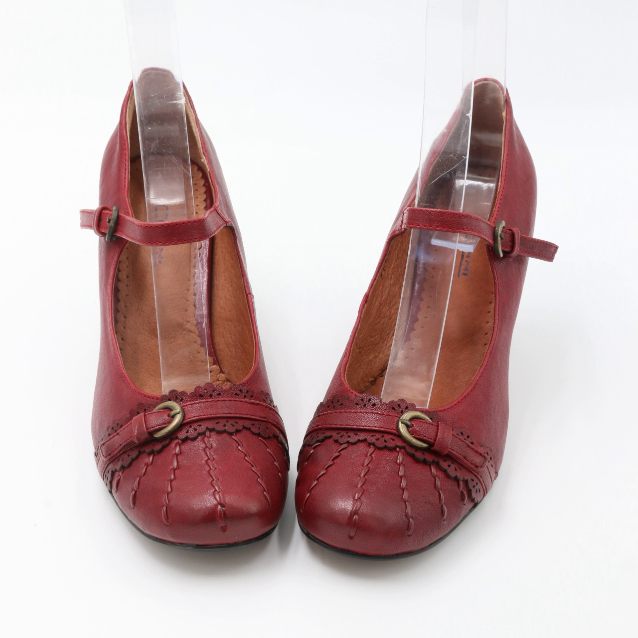Туфли женские классические кожаные на каблуке 7.5 см цвет красный размер 36 по стельке 23.5 Conni код-(1753) - фото 3 - id-p1133525498