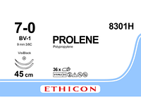 Пролен (Prolene) 7/0, длина 45см, 2 кол. иглы 9,3мм Visi Black 8301H