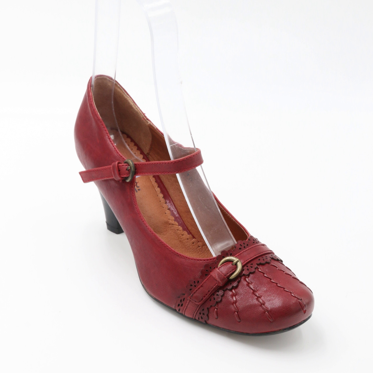 Туфли женские классические кожаные на каблуке 7.5 см цвет красный размер 36 по стельке 23.5 Conni код-(1753) - фото 5 - id-p1133525498