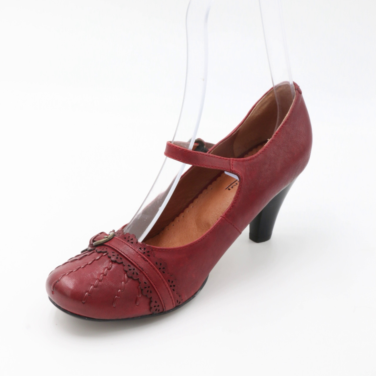 Туфли женские классические кожаные на каблуке 7.5 см цвет красный размер 36 по стельке 23.5 Conni код-(1753) - фото 7 - id-p1133525498