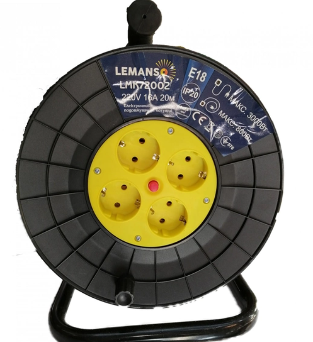 Подовжувач-котушка Lemanso LMK72002 4 гнізда 20 м 16 A с/з