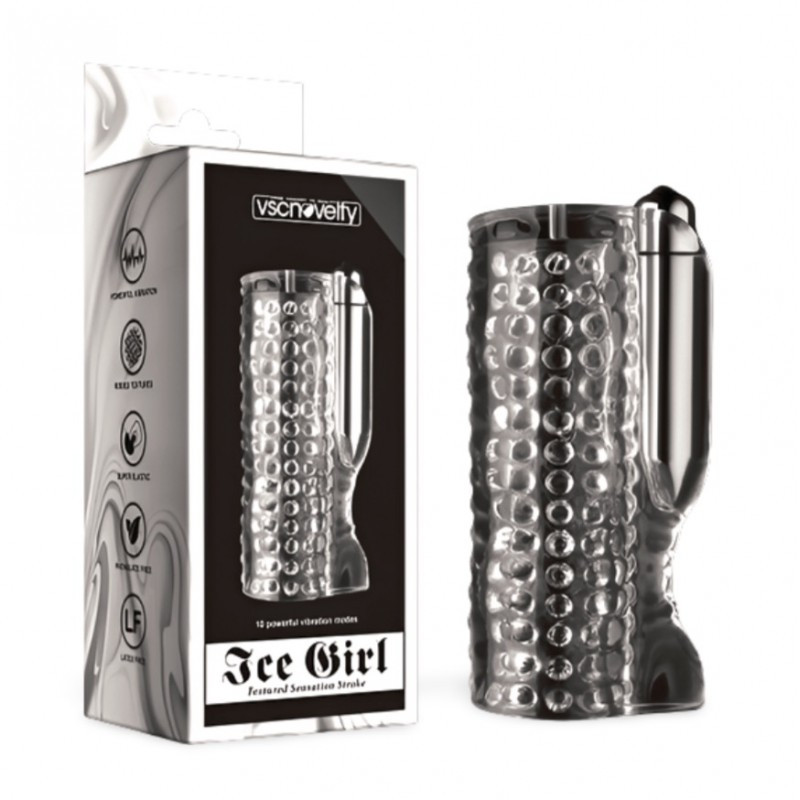 Прозорий мастурбатор для чоловіків 10 Speed vibration Ice Girl Textured Sensation Stroker, фото 1