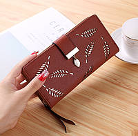 Женский кошелек клатч модный портмоне для девочек с листочками BuyIT Жіночий гаманець клатч модний портмоне