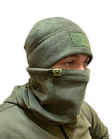 Комплект: Баф + шапка тактические военные зимние на флисе, комплект армейский теплый липучка под шеврон tru