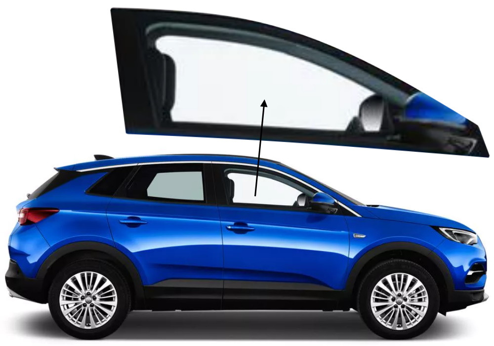 Бічне скло Opel Grandland X 2017-2023 передніх дверей праве, фото 1