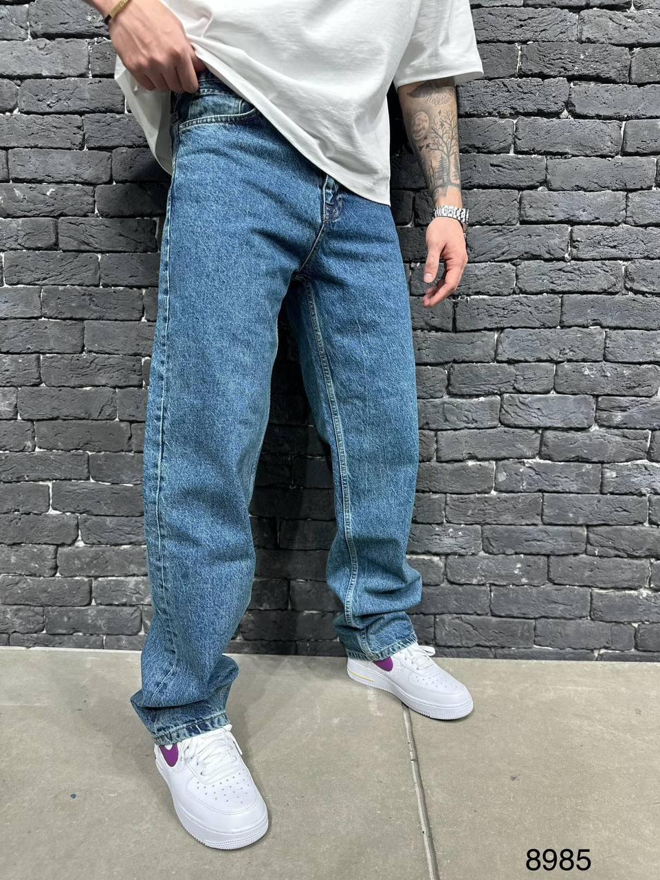 Джинси чоловічі сині демі прямі однотонні молодіжні Loose Fit