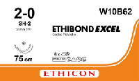 Этибонд Эксель (Ethibond Excel) 2/0, 10шт. по 75см, 2 кол. иглы 20мм W10B62