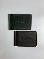 Зажим для купюр Lacoste, держатель денег, кожаный зажим для денег, денежный зажим Зеленый tru