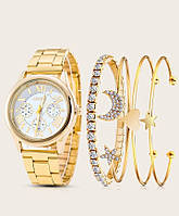 Неймовірний та шикарний комплект аксесуарів, годинник Geneva Gold New Collection+браслети