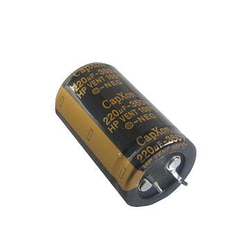 ECAP-HP-220mkf — 350v* (105 °C) (HP) Конденсатор електролітичний алюмінієвий. 220 мкФ. 350 В. Робоча