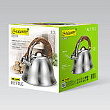 Чайник зі свистком 3.0 л із неіржавкої сталі Maestro MR-1320-W Чайник для індукційної плити Чайник газовий, фото 4