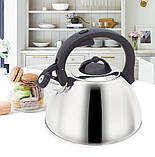 Чайник зі свистком 2.5 л із неіржавкої сталі Maestro MR-1335 Чайник для індукційної плити Чайник газовий, фото 4
