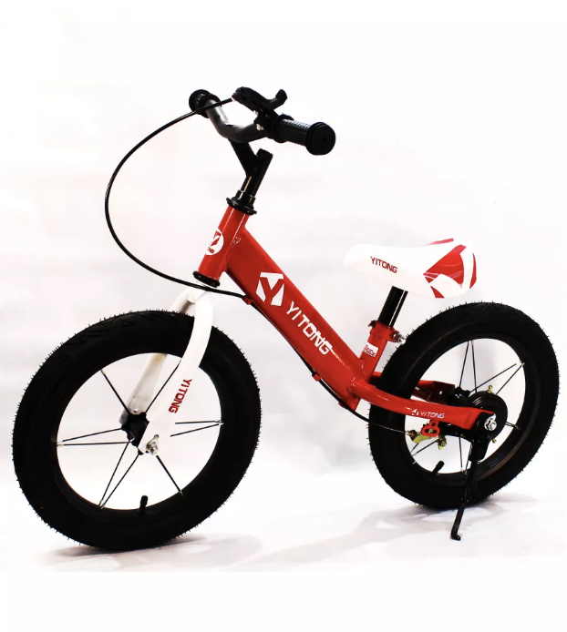Дитячий велобіг T12 із ручним гальмом, на надувних колесах, із регульованим кермом (12 дюймів). Червоний